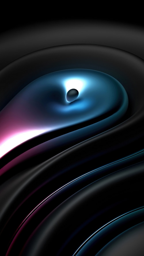 Abstract dark CGI artwork with blue and pink light