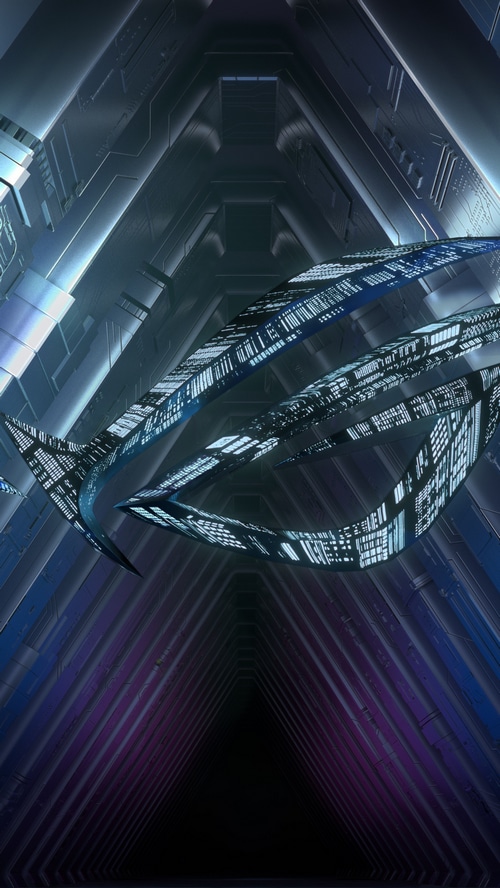 Republic of Gamers logo in a futuristic tunnel