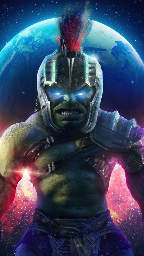Hulk in Gladiator Armor with Planet Background 4K