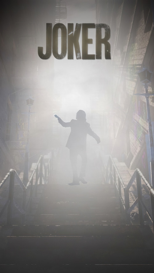 Joker on stairs in fog