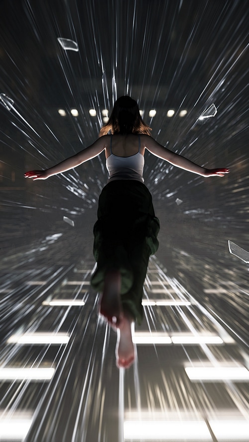 Digital art of a woman in a tunnel