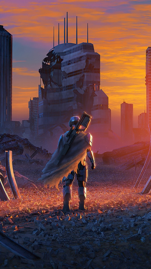 Star Wars Artwork of a Soldier in a Ruined City