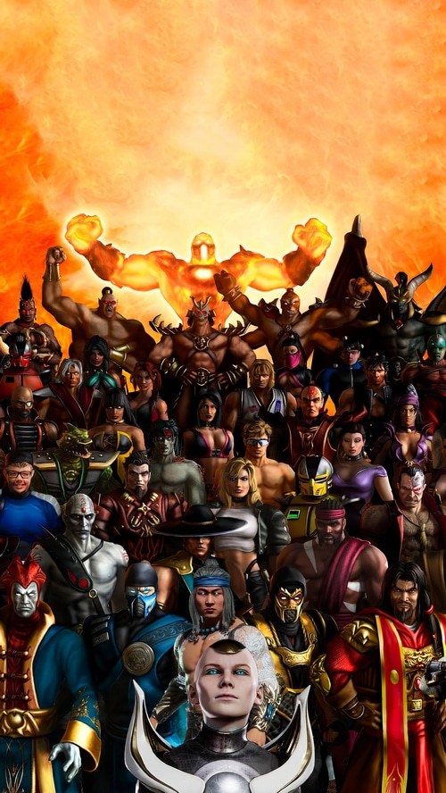 Mortal Kombat Characters Assemble in Fiery Background
