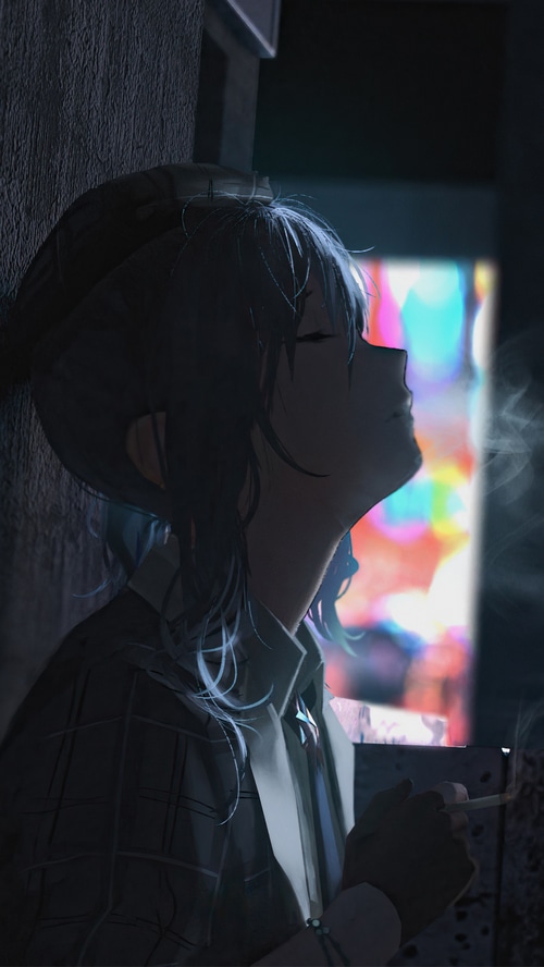 Artwork of a person smoking