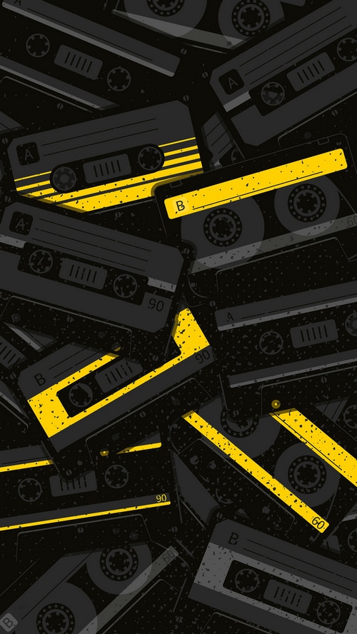 Cassette Tapes Pattern with Yellow Accents