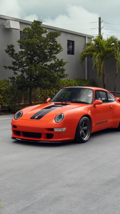 Orange Porsche 911 with Black Stripes