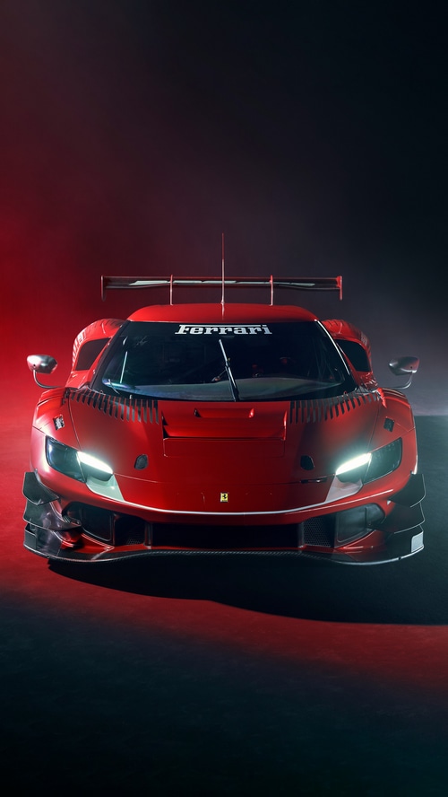 Ferrari 296 GT3 race car front view