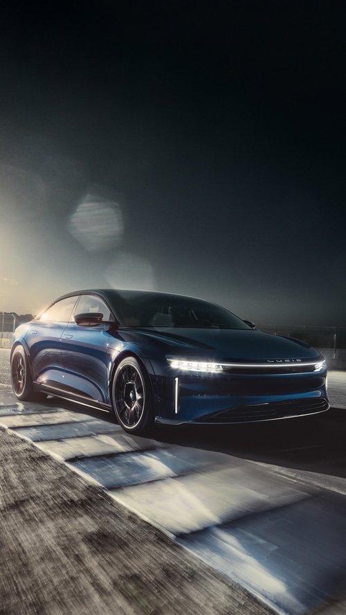 Lucid Air Sapphire electric car on a track