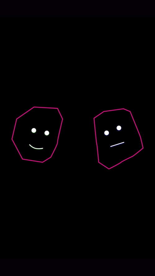Minimalist digital art with two abstract faces