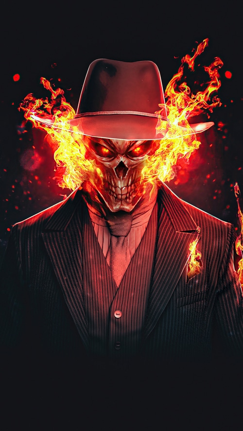 Ghost Rider in a Suit with Flames 4K