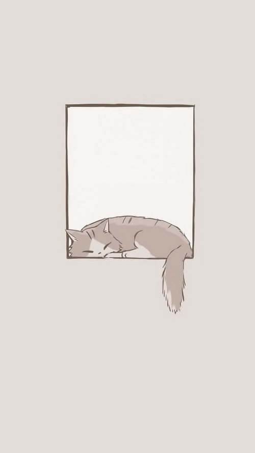 Minimalist artwork of a sleeping cat