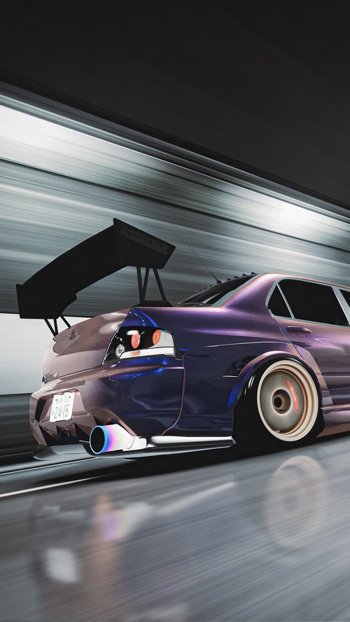 Assetto Corsa purple car with spoiler