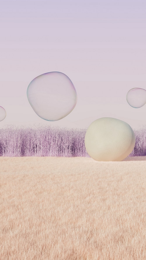 Digital art with bubbles and grass