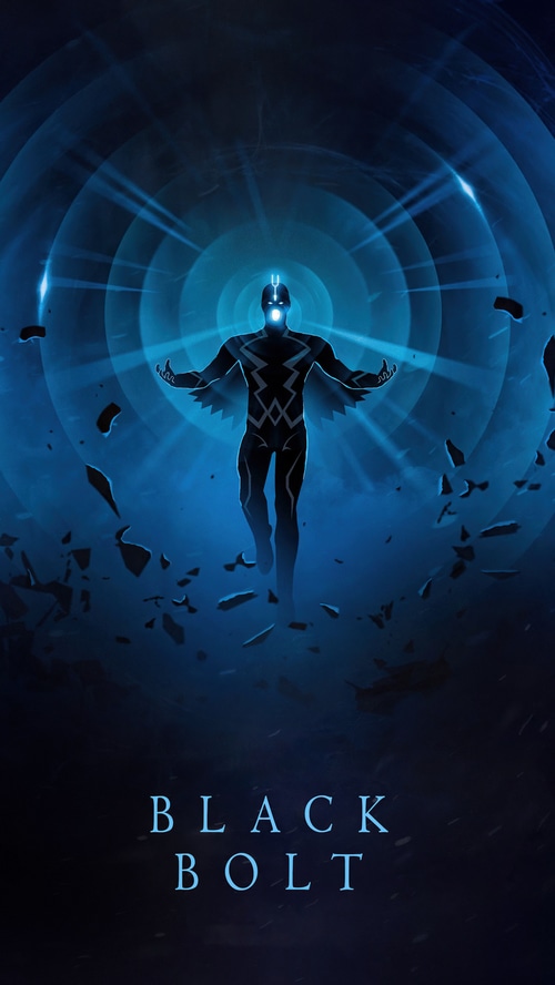 Black Bolt Unleashes Power with Concentric Blue Energy
