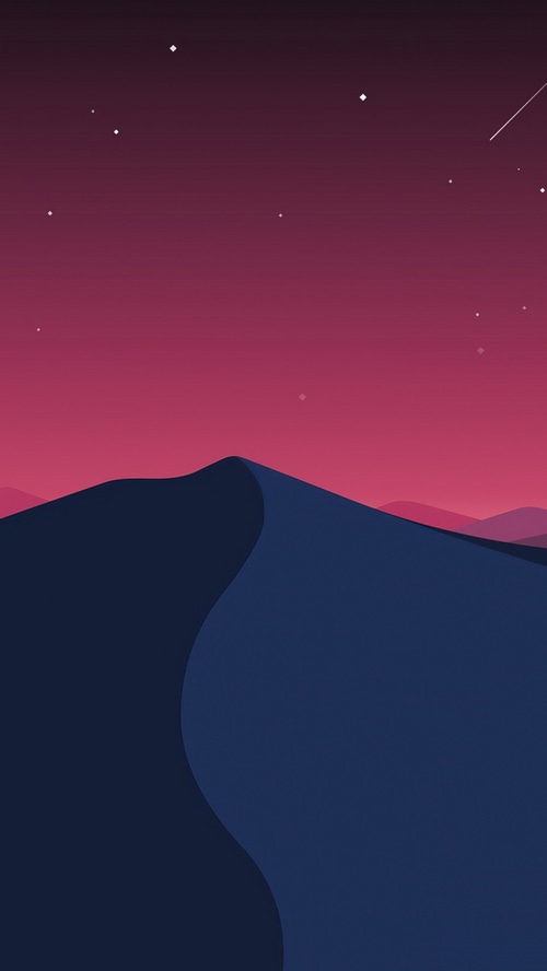 Minimalist desert landscape at night with stars