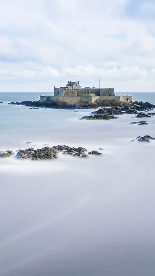 Fortress on rocks in the ocean