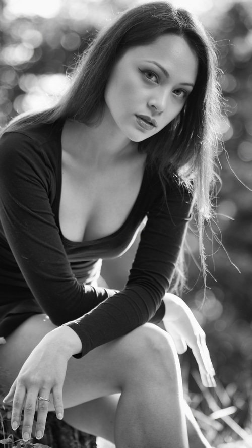 Monochrome portrait of a young woman