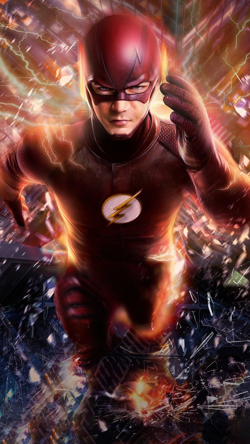 The Flash Running Through Cityscape