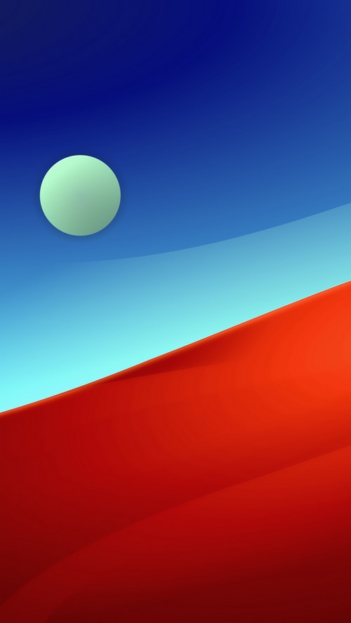 Minimalist digital art with a moon over a desert landscape
