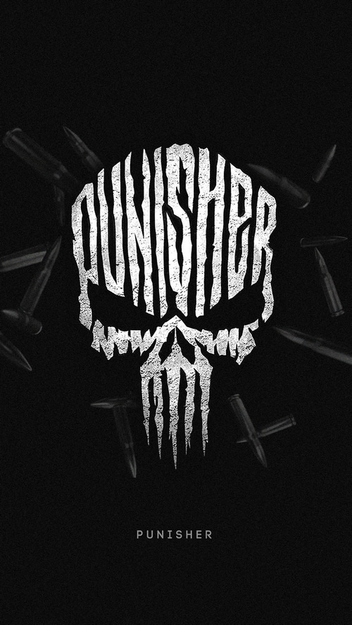 The Punisher Skull Logo with Bullets 4K