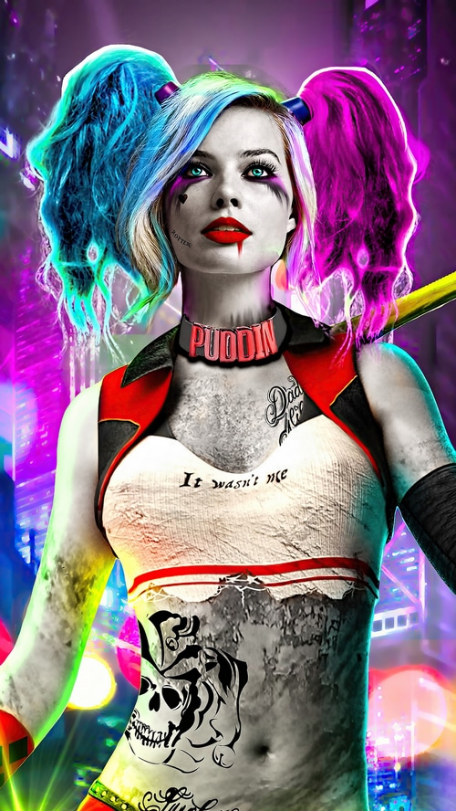 Harley Quinn artwork with Puddin collar