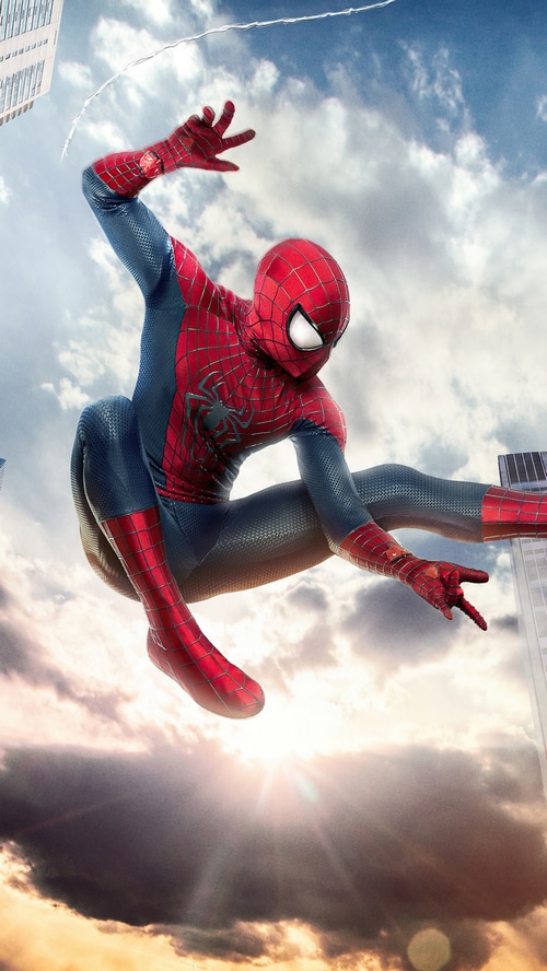 The Amazing Spider-Man leaping between buildings