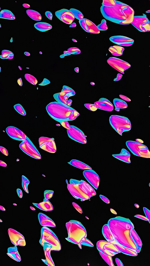 Abstract digital art with colorful blobs on black background