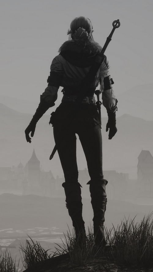 Ciri from The Witcher 3 with a sword