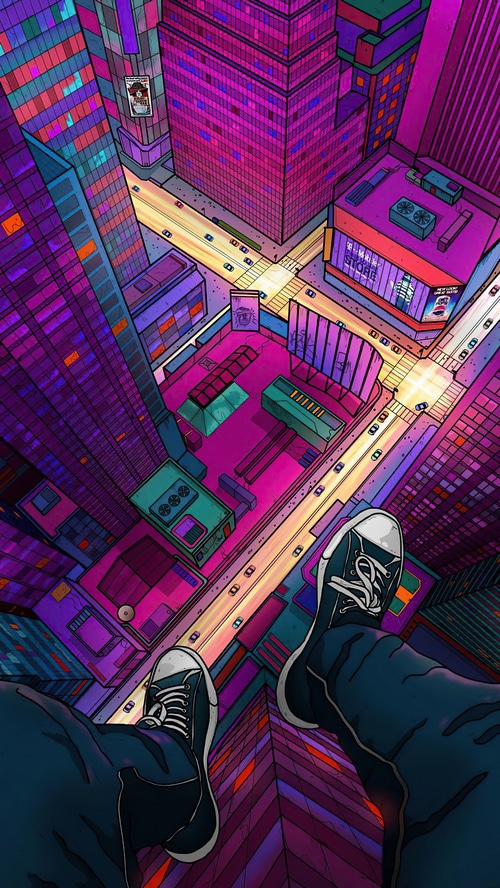 Digital Art of a Cityscape at Night