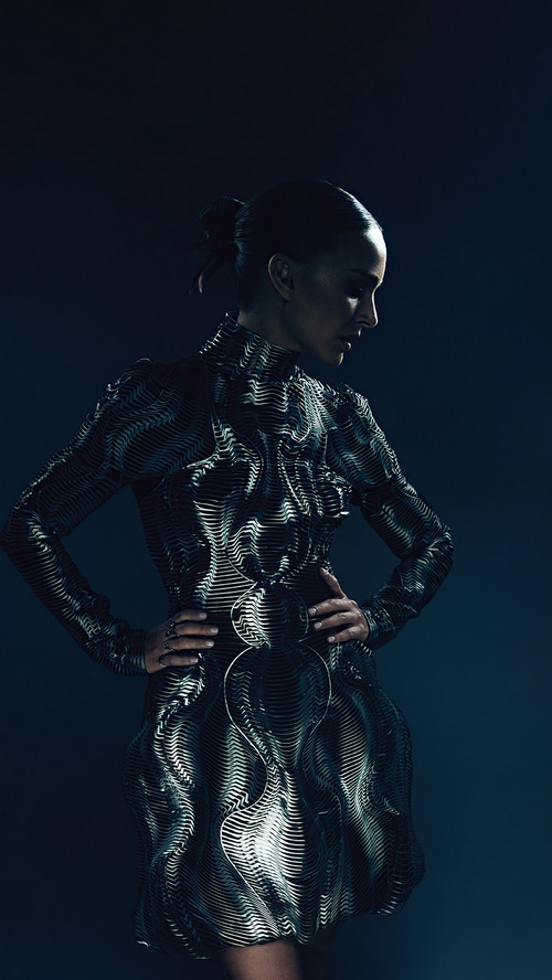 Natalie Portman in a futuristic dress