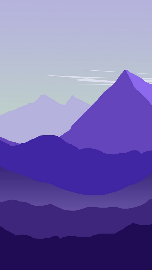 Minimalist digital art of purple mountains