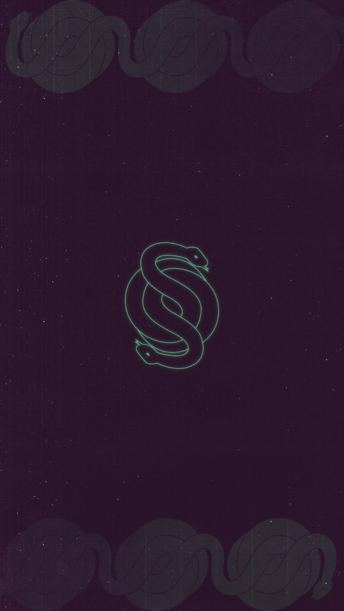 Abstract artwork with intertwined snakes