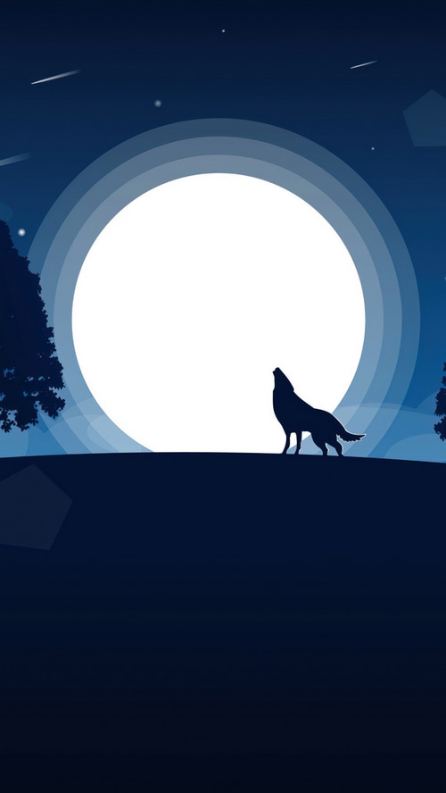 Wolf howling at the moon illustration