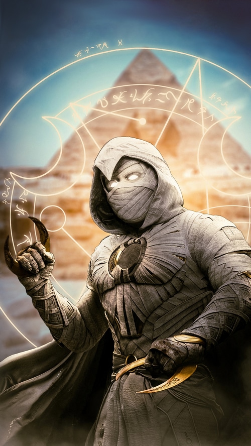Moon Knight with Egyptian Pyramids and Symbols