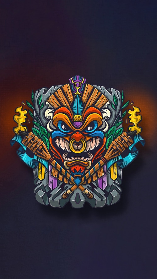 Digital Art Illustration of a Tribal Mask