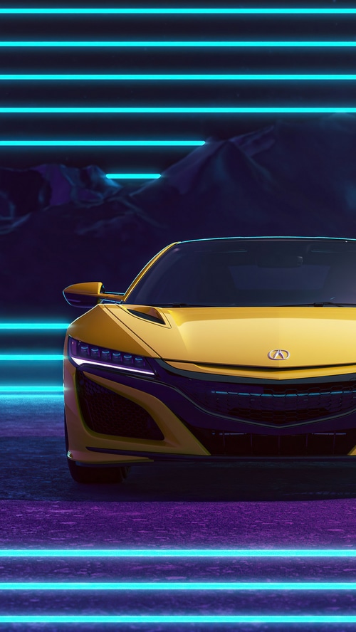Yellow Acura NSX with Neon Lights