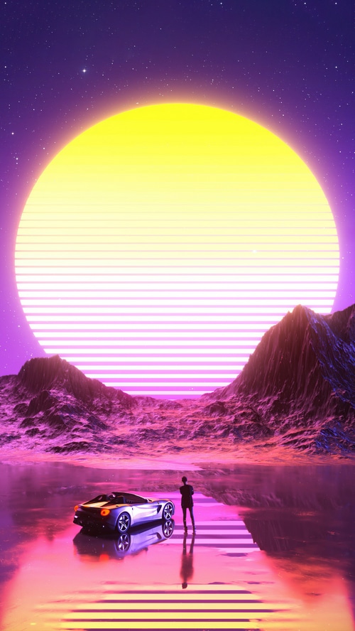 Synthwave Digital Art 4K