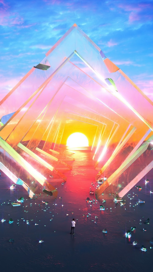 Digital Art 4K Sunset Tunnel