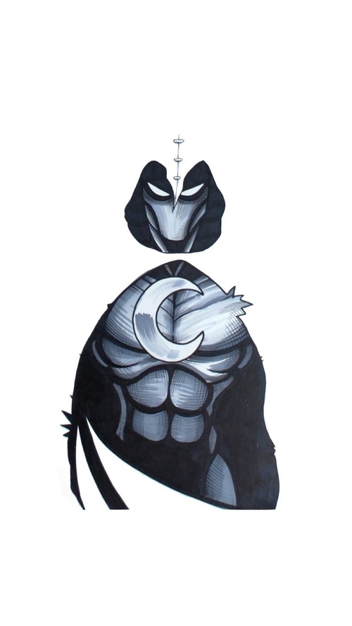 Moon Knight artwork with crescent moon symbol