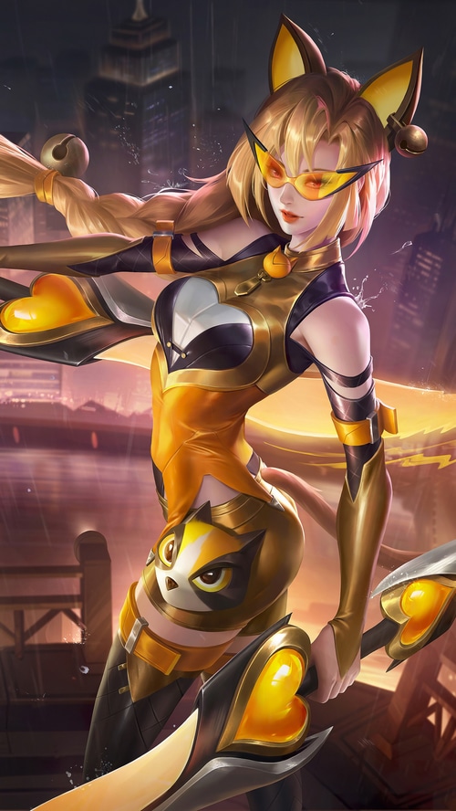 Honor of Kings character with cat ears and goggles