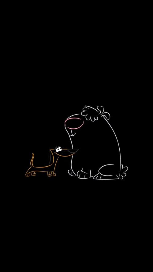 Cartoon dogs on a black background