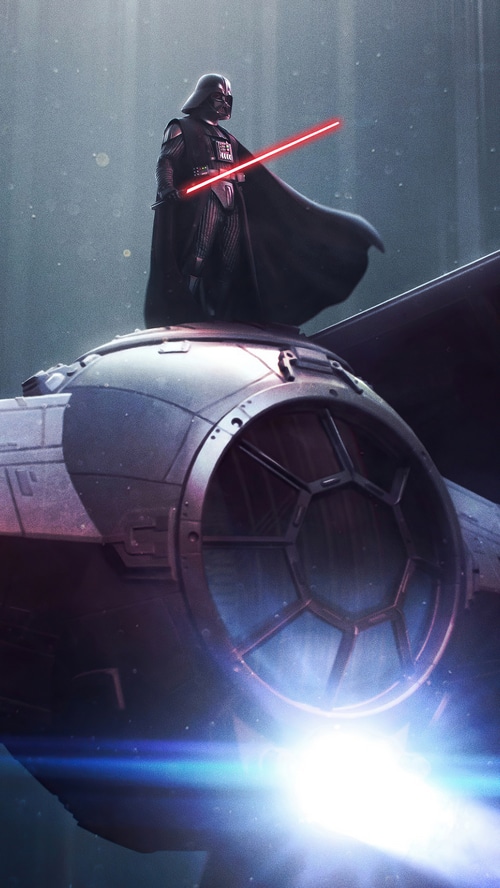 Darth Vader with Lightsaber on Tie Fighter