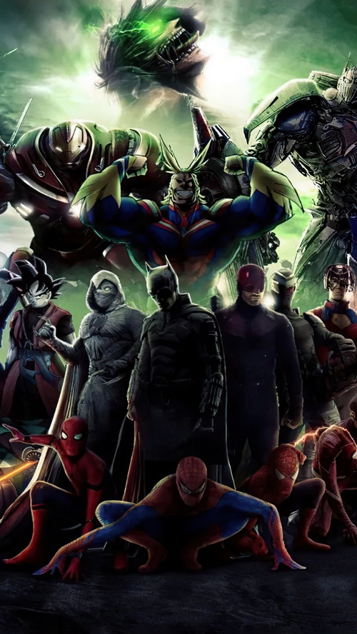 Superheroes and villains assemble for a battle