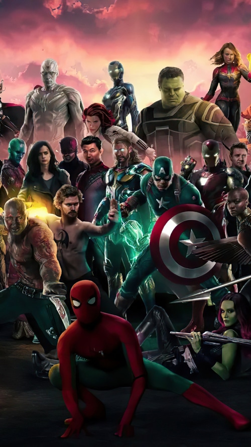Avengers Assemble: A Digital Artwork of Marvel Superheroes