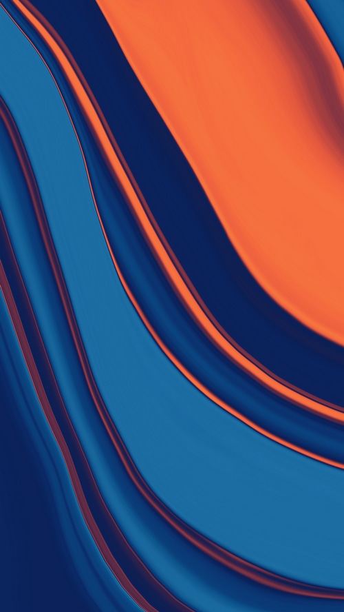 Abstract Digital Art with Blue and Orange Waves