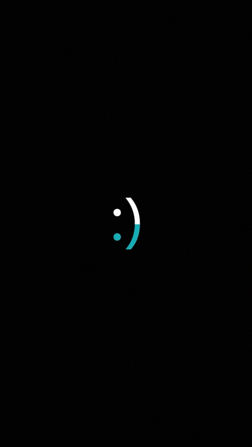 Minimalist smiley face with blue accent