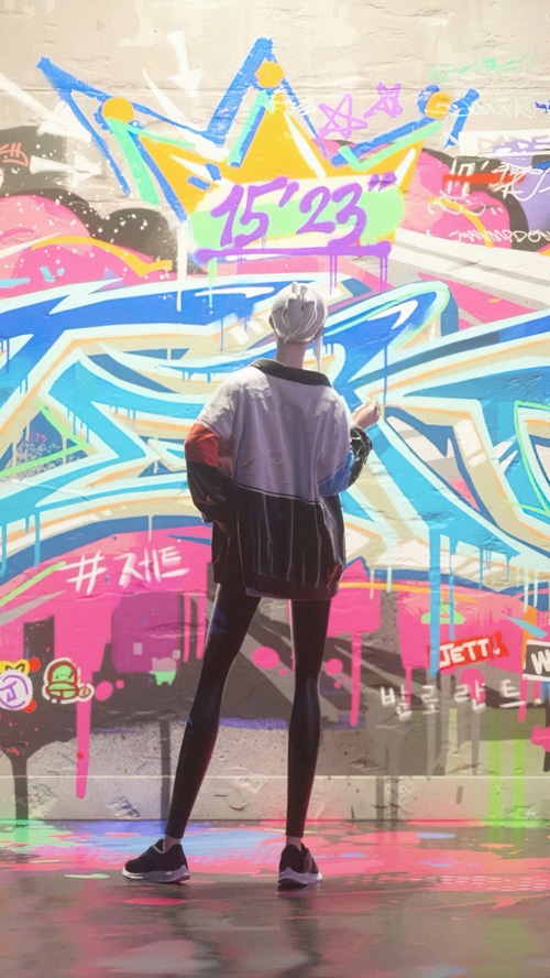 Valorant Jett graffiti art 4K