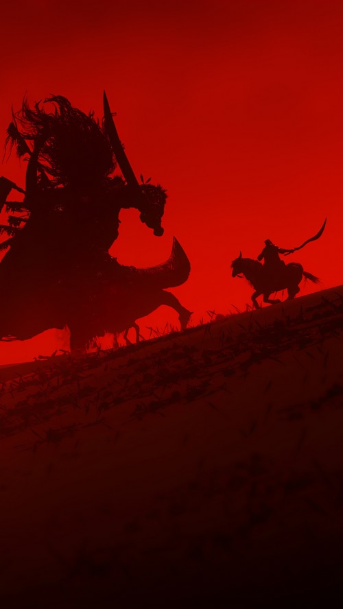 Elden Ring silhouette of warriors on horseback