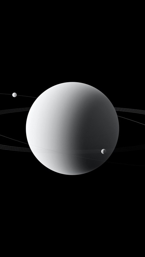 A planet with rings and moons in space