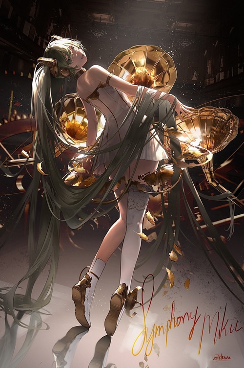 Hatsune Miku with Gramophones and Gears